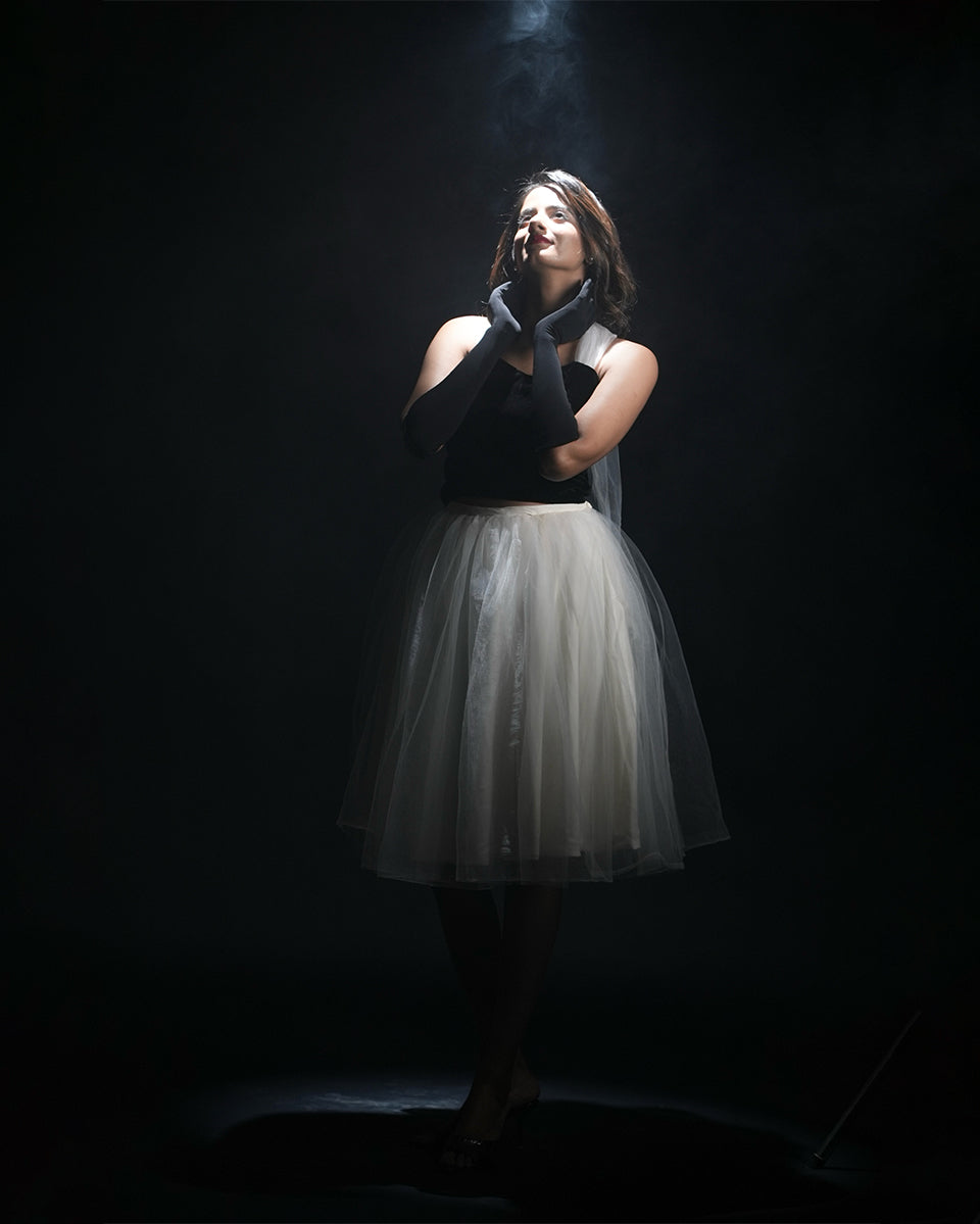 Natasha Zip up Corset top & White Cloud Layered tulle Skirt(COMBO)