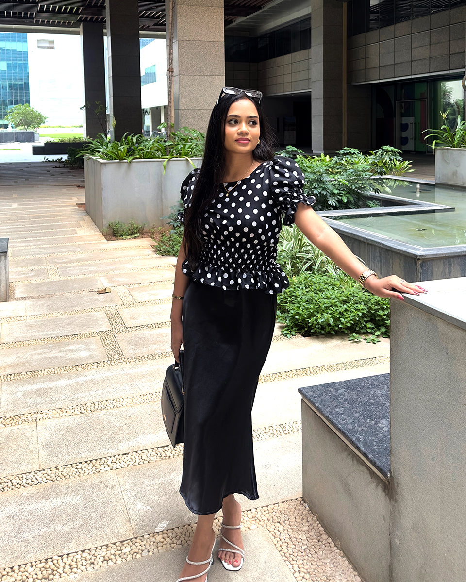 Chloe Polka Dot Puff Sleeve Top