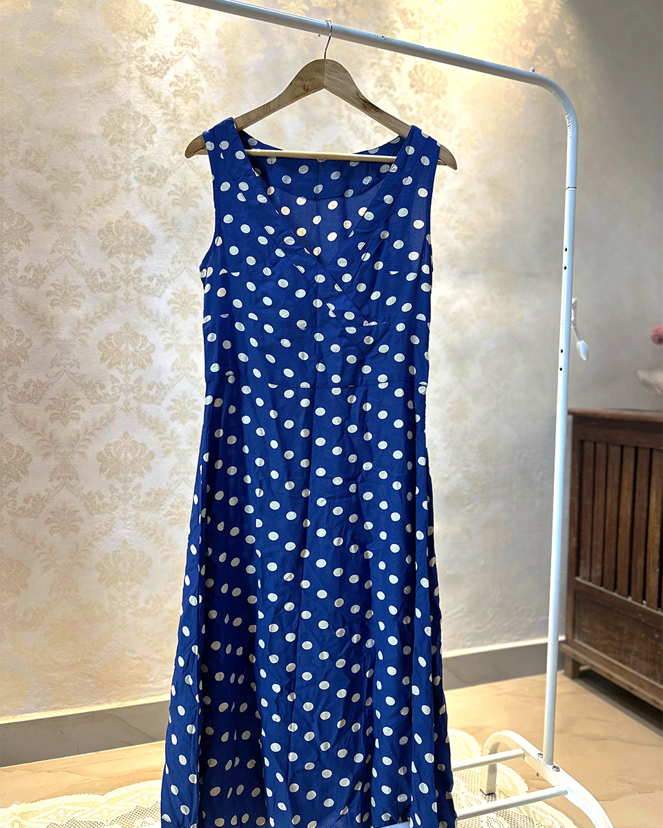 The Spot-on Sapphire polka dot dress