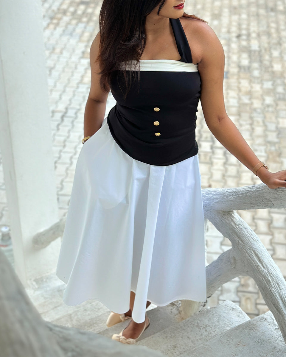 Bella Classic Halter neck Buttoned Top