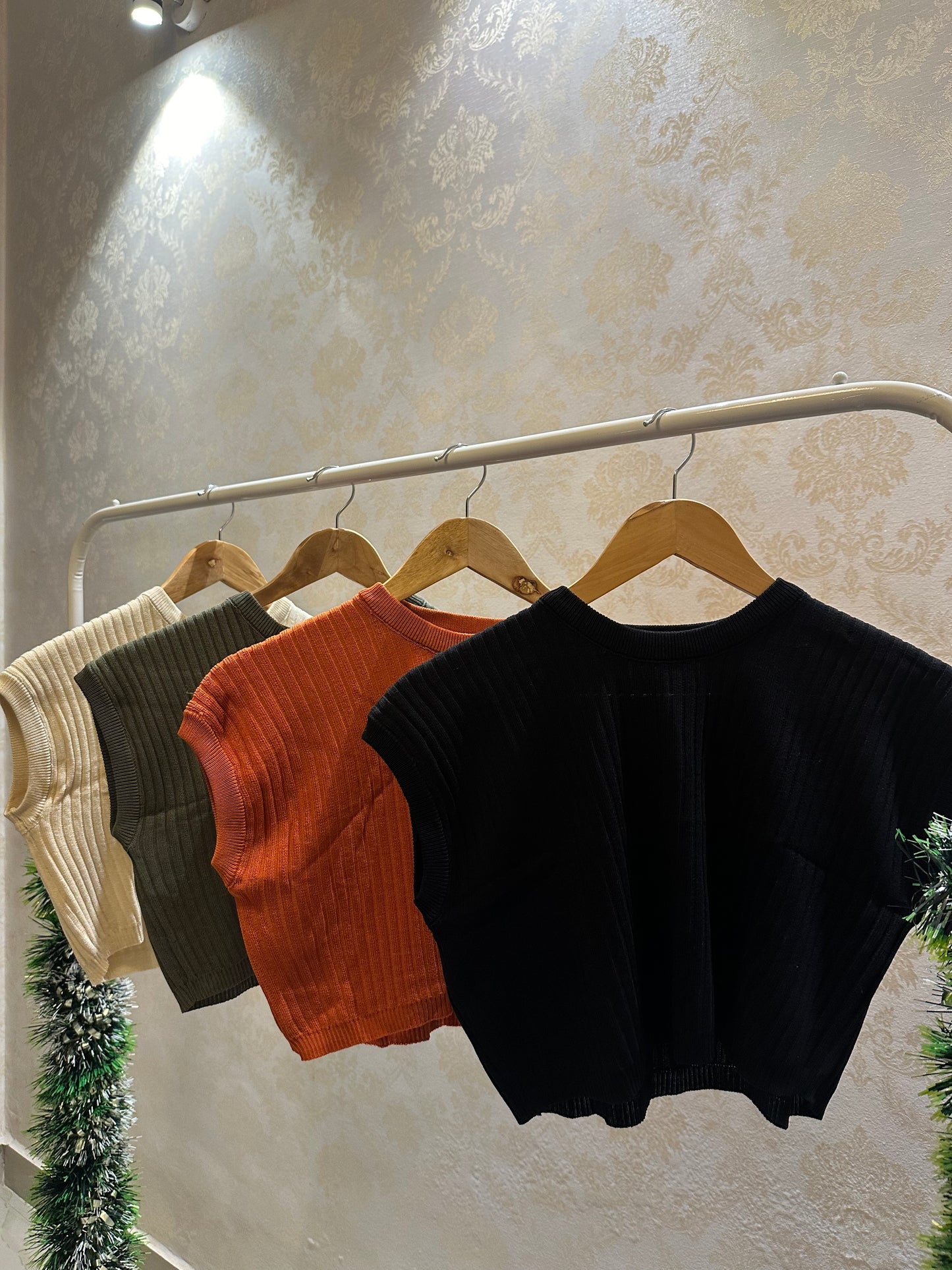 Drop shoulder Knitted Crop Top