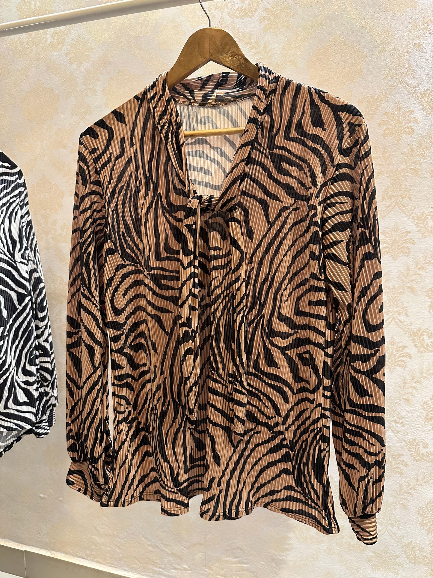 Zebra Print Pleated Shirt