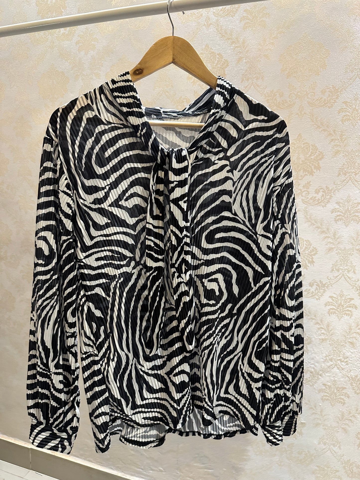 Zebra Print Pleated Shirt