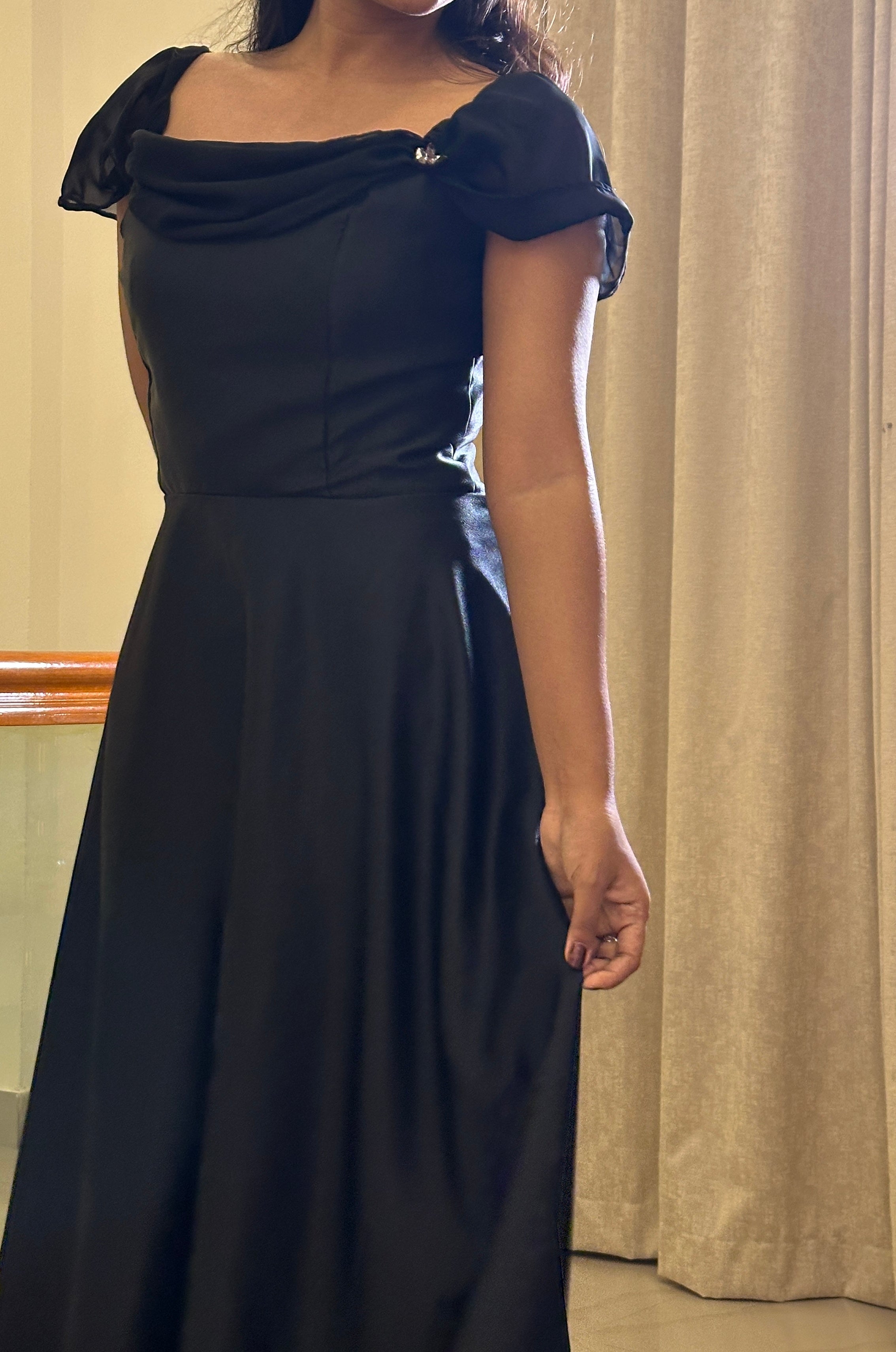 Vivienne Embellished Satin Dress-Midi