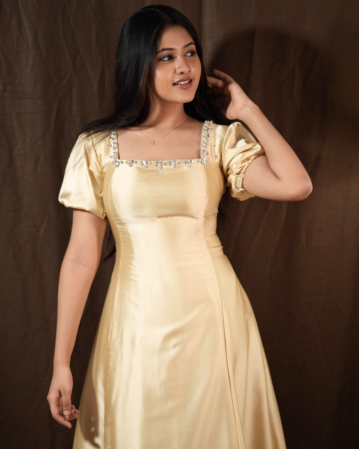Sia Embellished Satin Gown