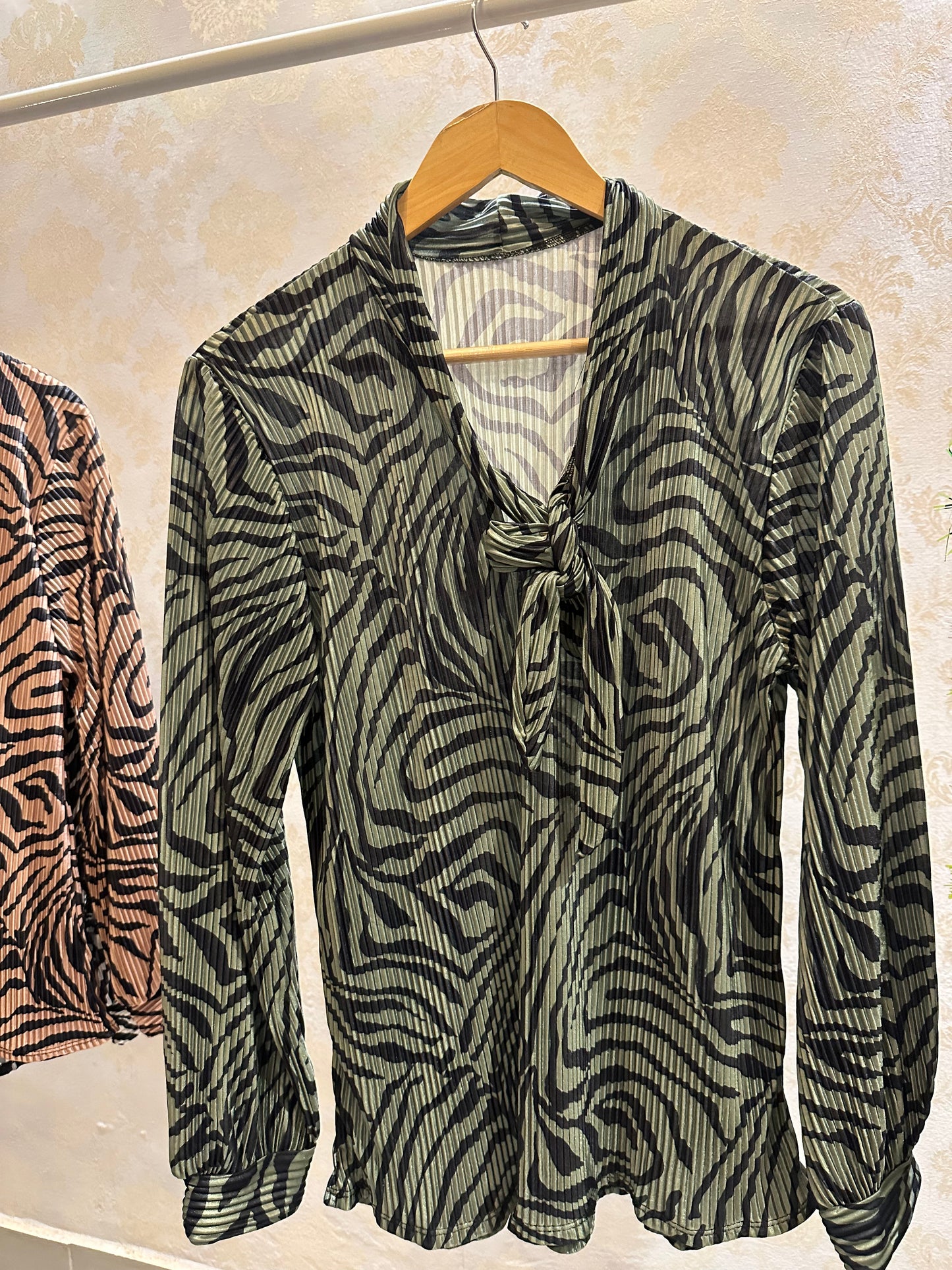 Zebra Print Pleated Shirt