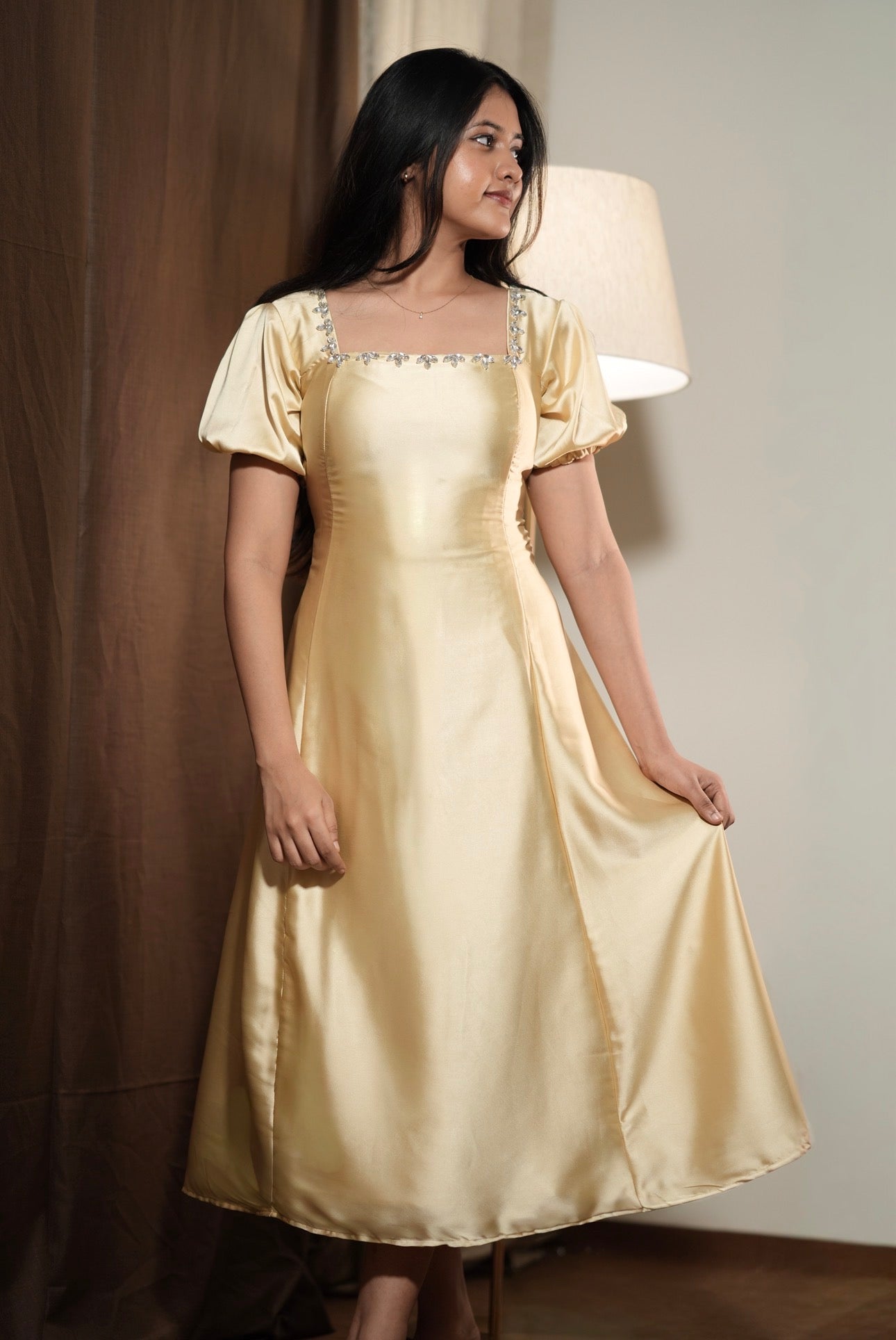 Sia Embellished Satin Gown