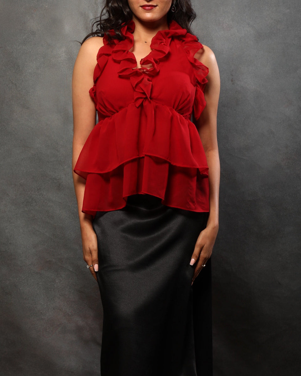 Blair Ruffle top - Red