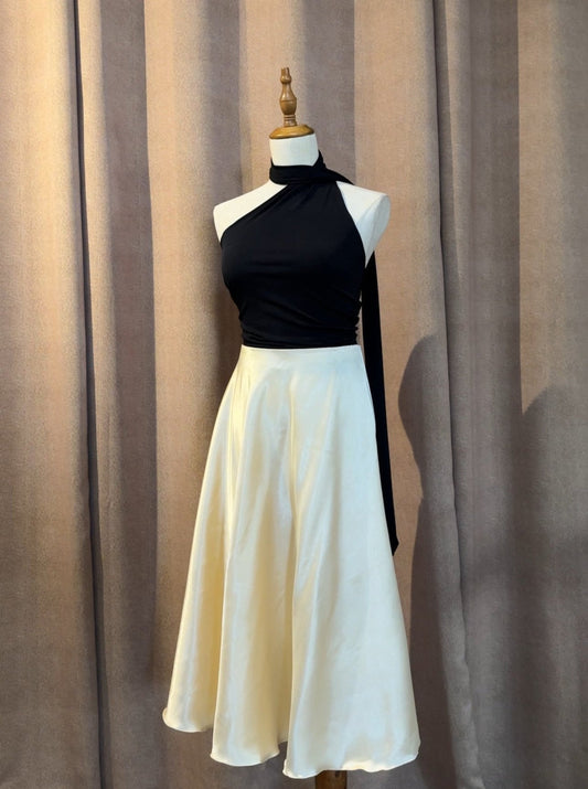 Zoya One shoulder top & Satin Skirt